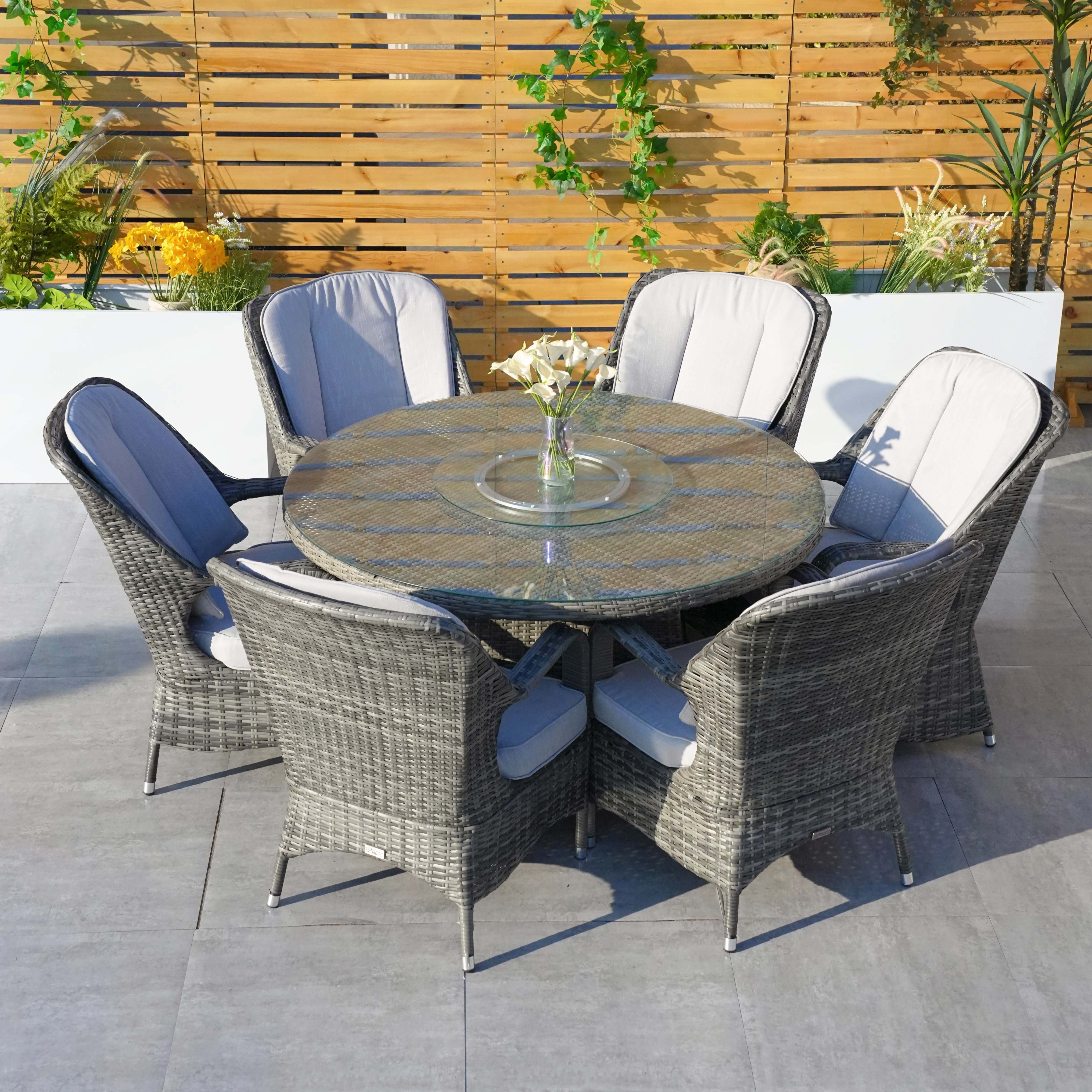 Parma - 6 Seater Set with 135cm Round Table (Grey)